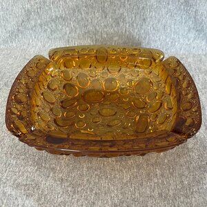 Libbey Bubble Ashtray Amber 8 inch